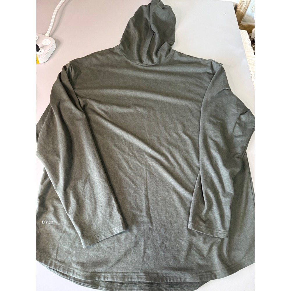 BYLT Premium Basics Drop Cut Hooded Long Sleeve Shirt Gray XXL Men's Hoodie